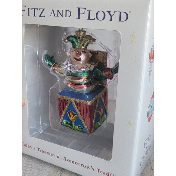 Fitz Floyd jack in box jester Blown glass ornament Xmas - Picture 3 of 7